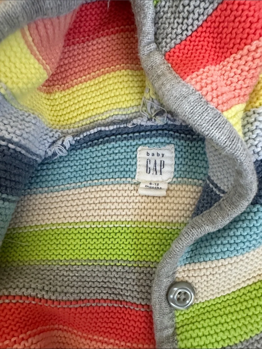 GAP Baby Multicolor Striped Hooded Knit Cardigan